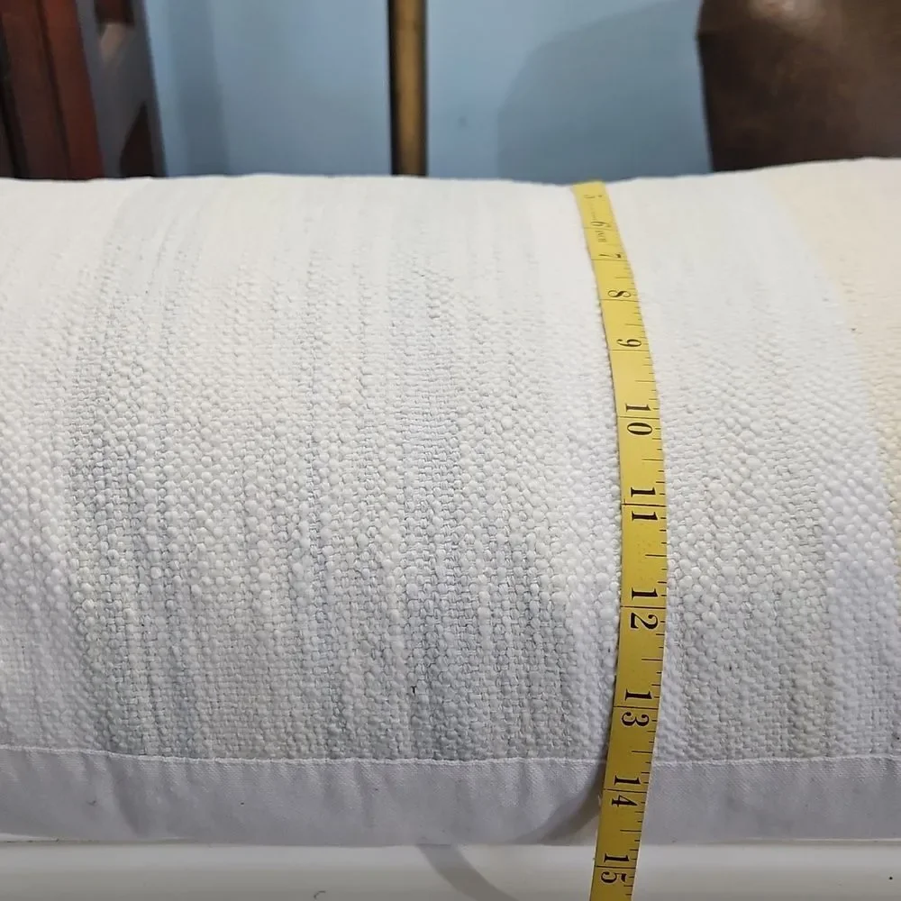 Coastal Elegant Cream and White Textured Lumbar Pillow